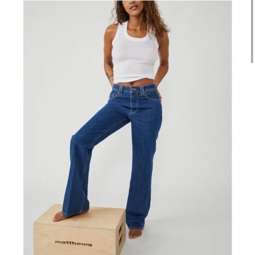 We the Free People Ava High Rise Bootcut Blue Jeans Size 27 Retro Boho‎ Western